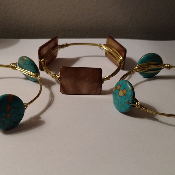 Turquoise & Gold Bracelets - Custom Designed! - Picture 1 of 8